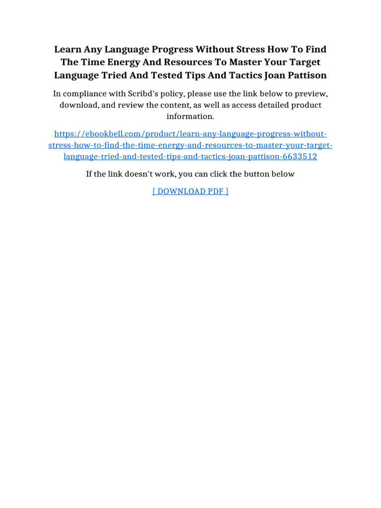 Learn Any Language Progress Without Stress How To Find The Time Energy ...