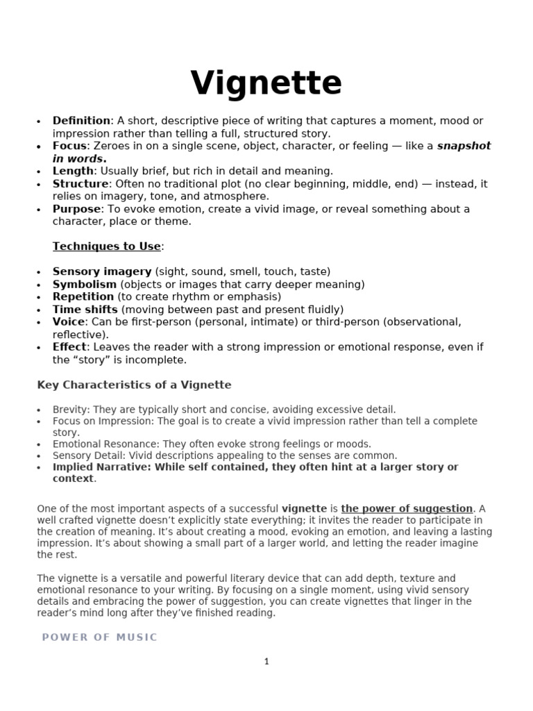 Vignette Writing Prompts | PDF