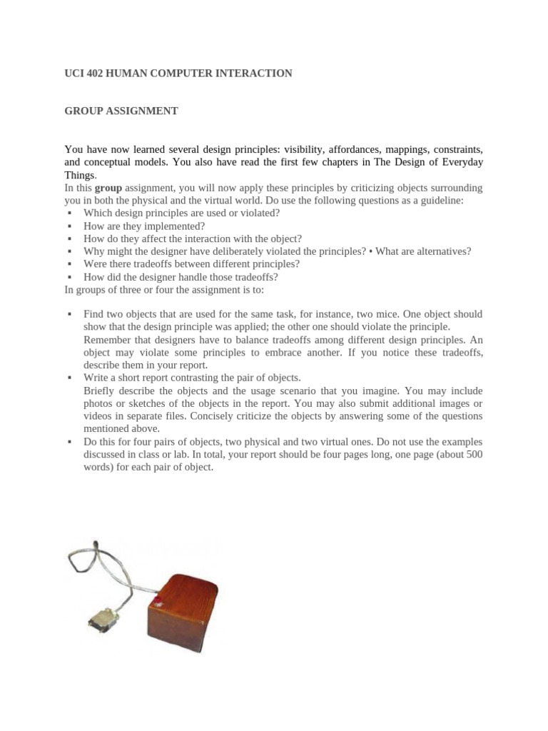 UCI 402 HCI Assignment 1 | PDF