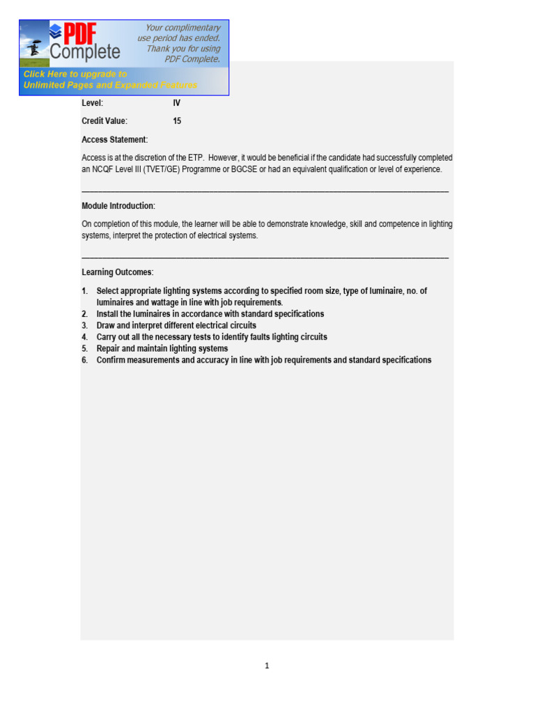 Module Specification Learner | PDF | Lighting | Electricity
