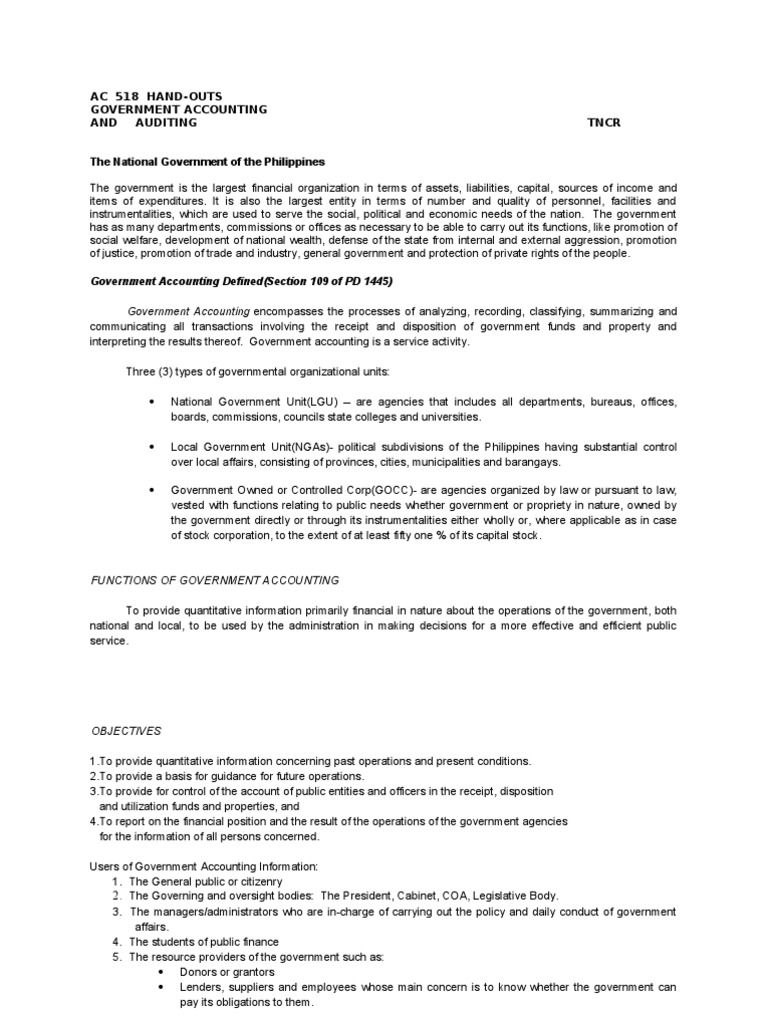 Government Accounting in the Philippines | PDF | Debits And Credits ...