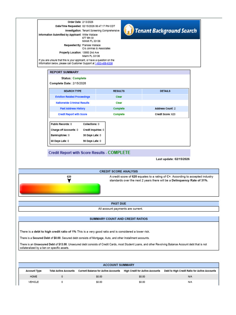 Tenant Background Search | PDF | Credit Card | Debt