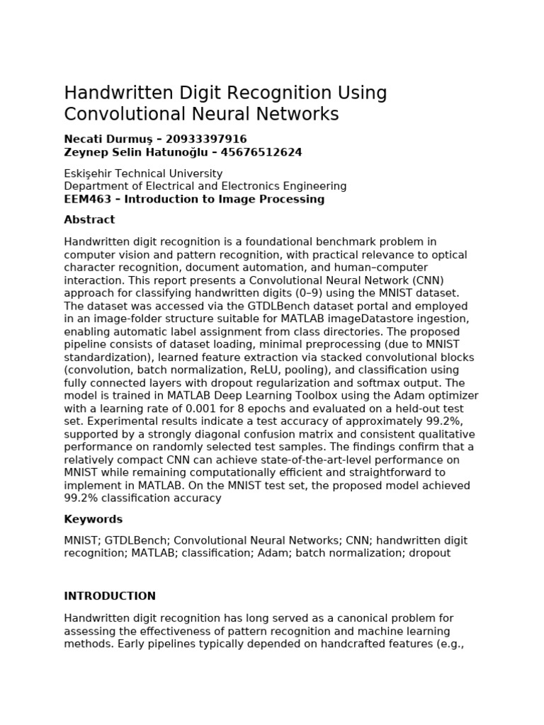 EEM463 Final Report MNIST CNN Revised | PDF | Deep Learning | Accuracy ...