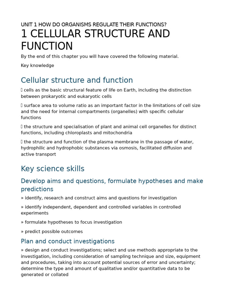 1.1. Cellular Structure and Function | PDF | Cell (Biology) | Cell Membrane