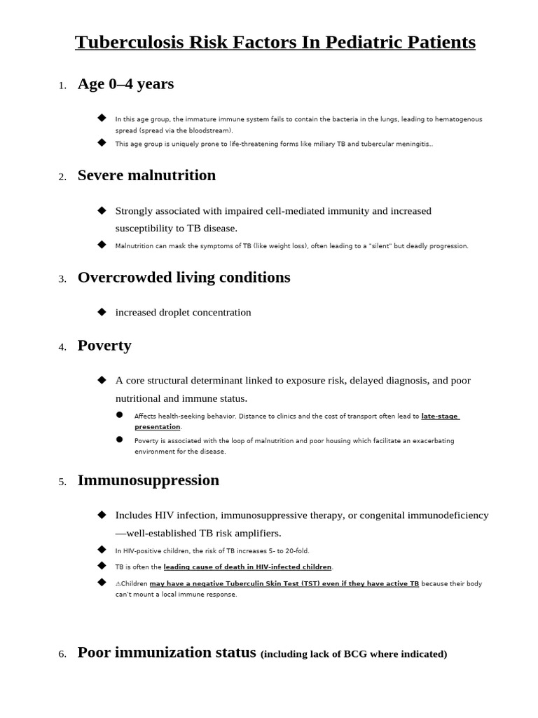 Tuberculosis Risk Factors in Pediatric Patients | PDF | Tuberculosis ...