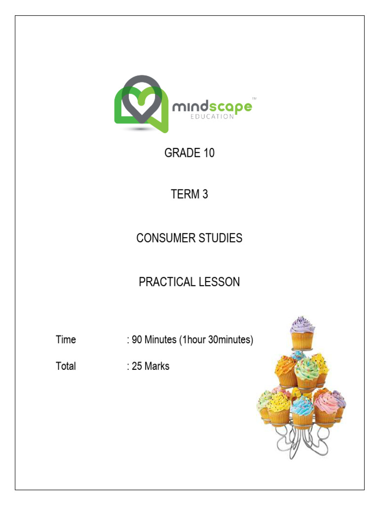Grade 10 Consumer Studies Practical Lessons Term 3-1-6 | PDF | Cakes ...