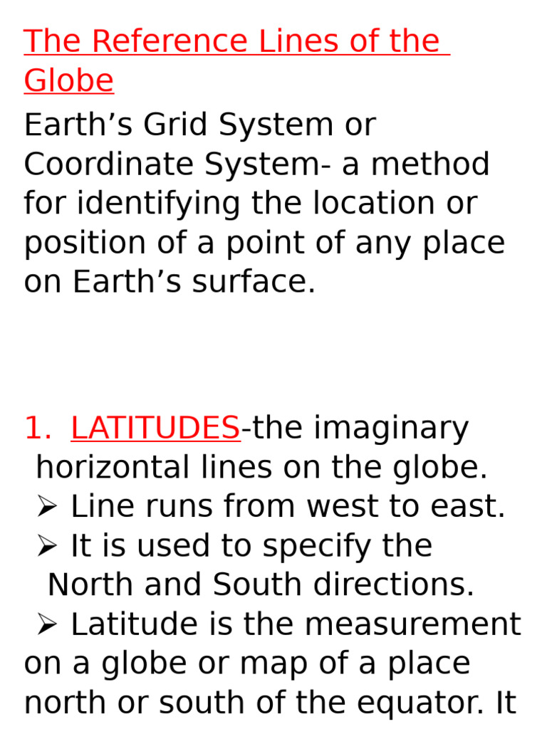 The Reference Lines of The Globe | PDF | Latitude | Longitude