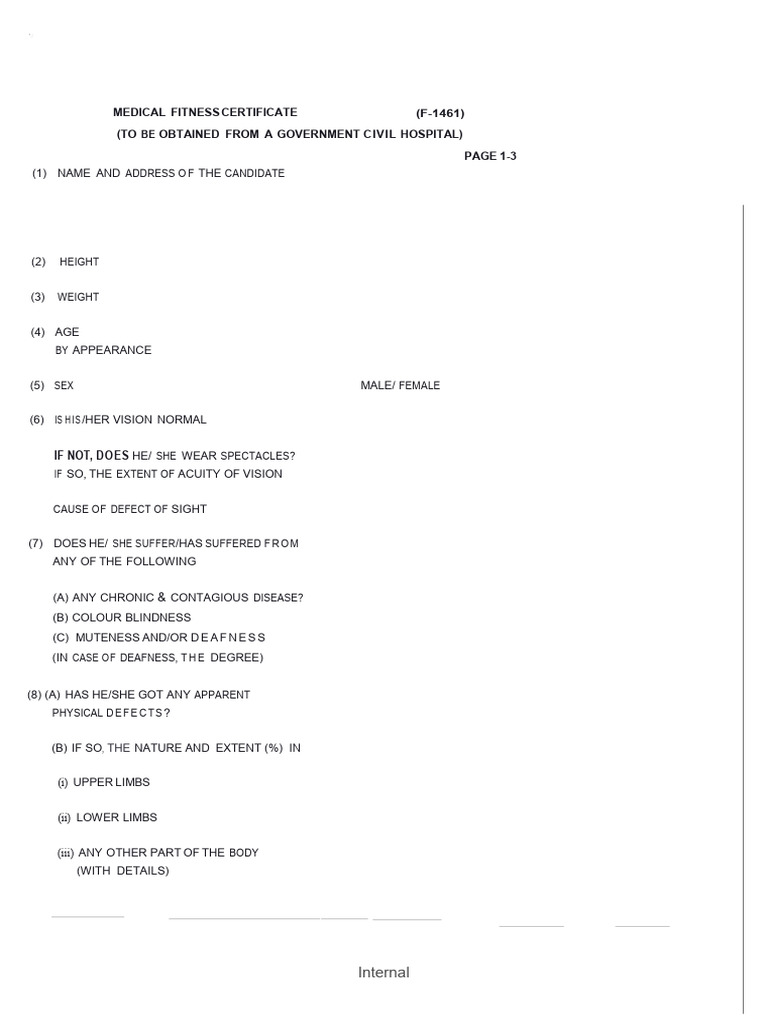 Medical Fitness Certificate | PDF