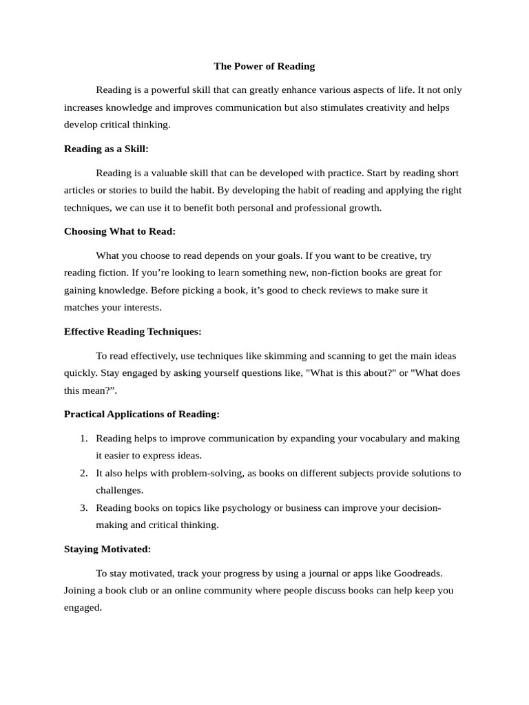 The Power of Reading | PDF