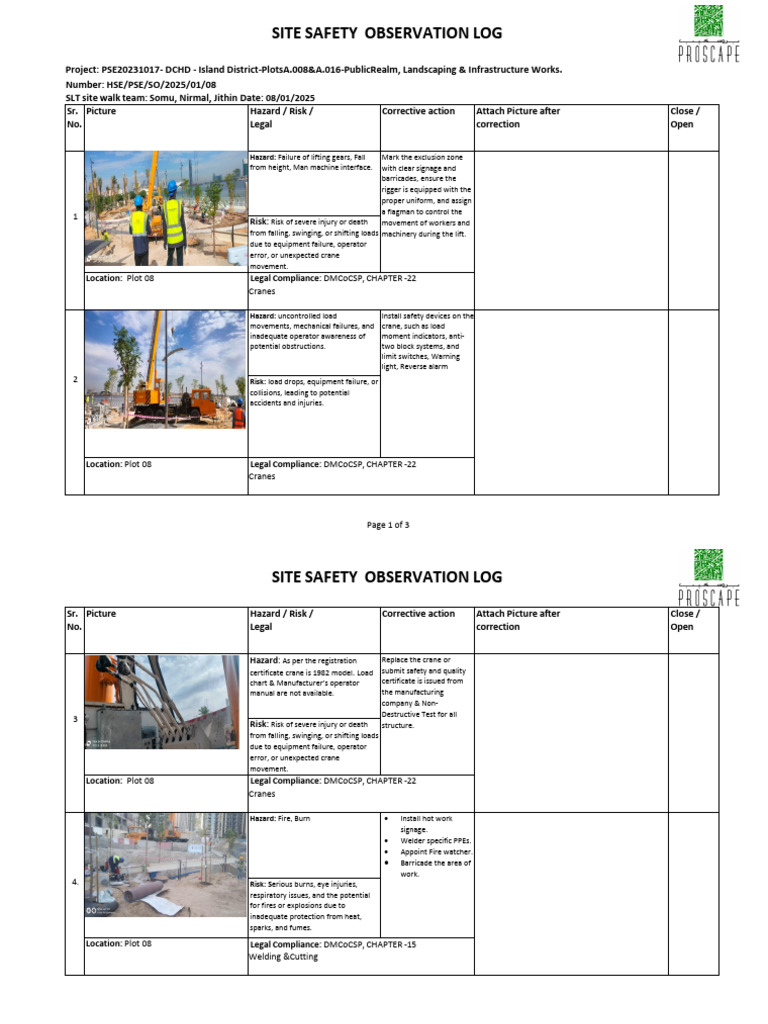 PSE - DCH Plot 08 and 16 - Site Observation Report | PDF | Crane ...