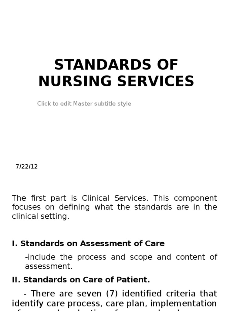 Standards of Nursing Practice PDF Nursing Governance