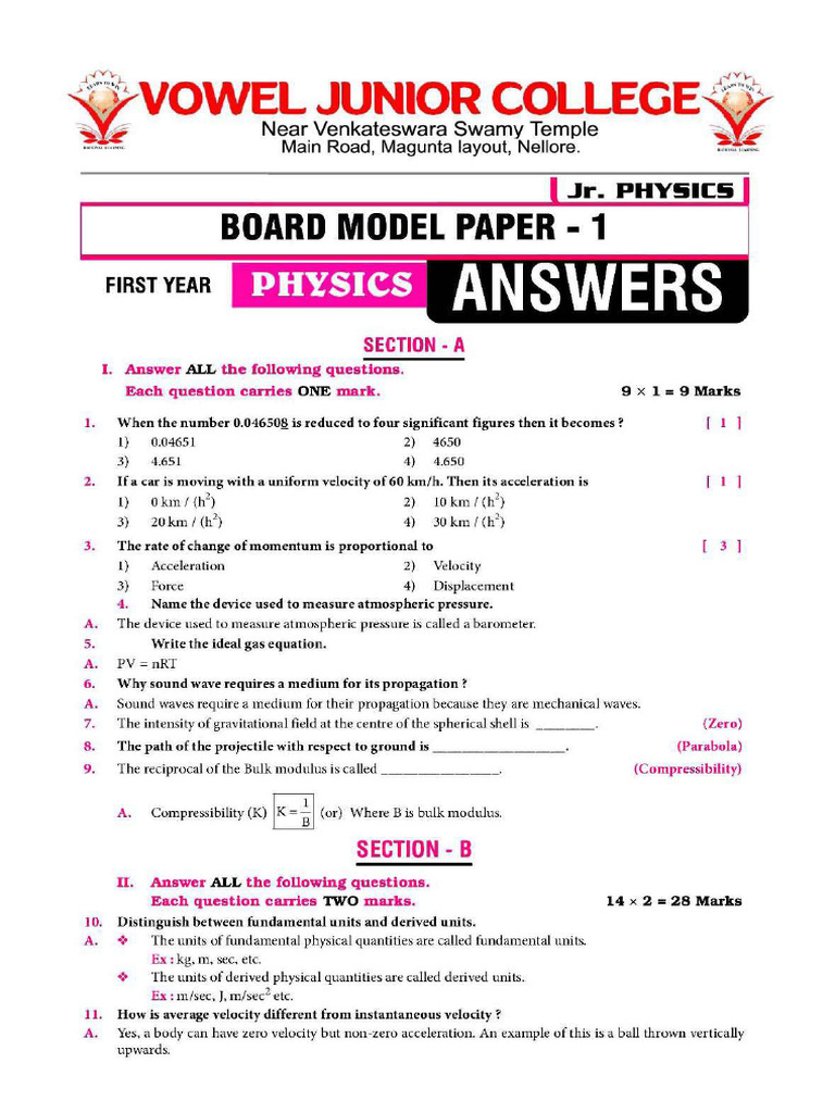 Board Model Paper 1 | PDF