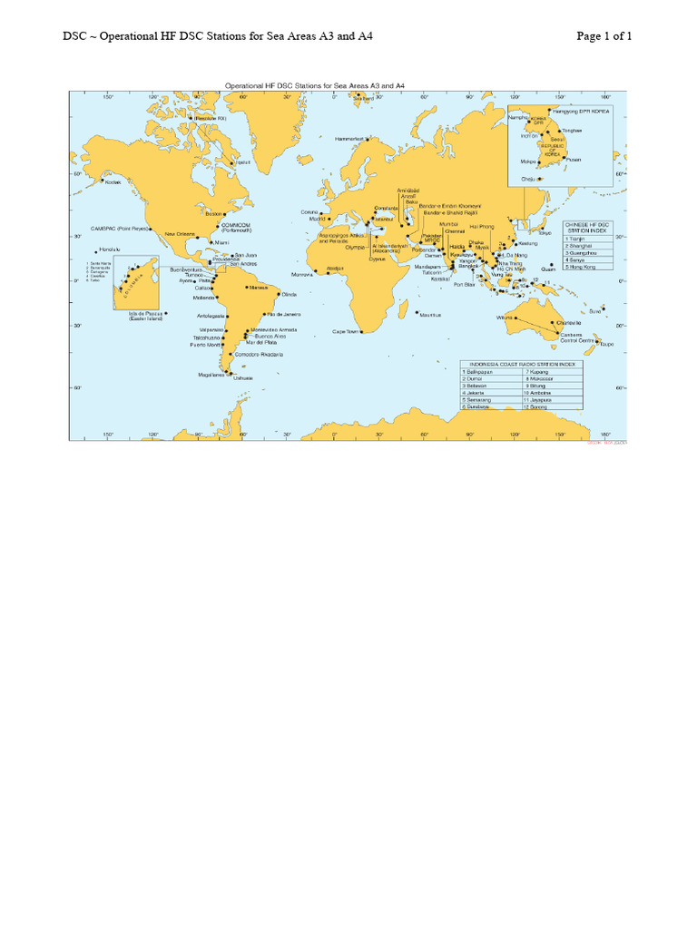 DSC Operational HF DSC Stations For Sea Areas A3 and A4 | PDF