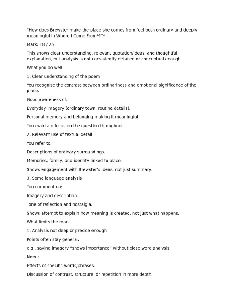 Poems Test Feedback | PDF
