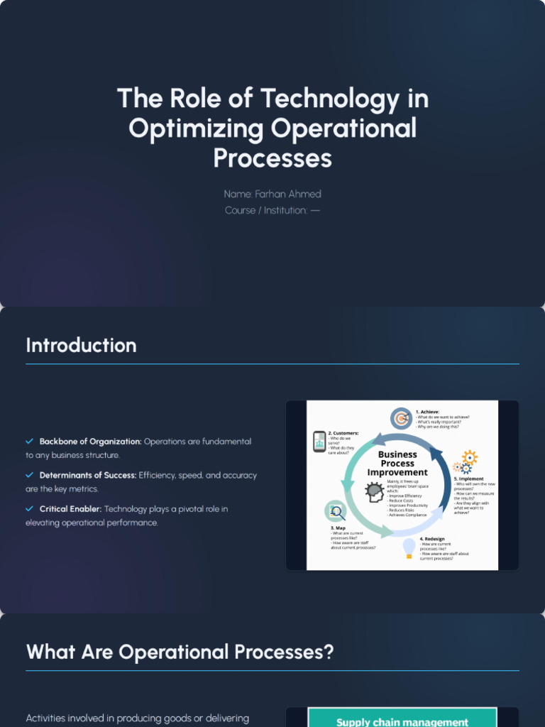 The Role of Technology in Optimizing Operational Processes | PDF