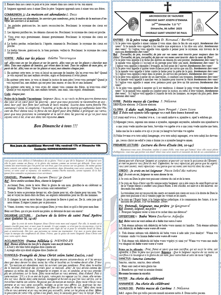 Programme Du 06-07-2025 | PDF | Agnus Dei | Doctrines et croyances ...