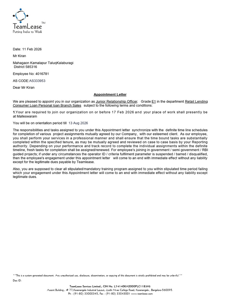 Offer Letter | PDF