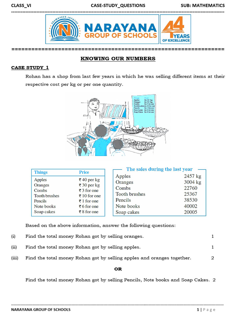 01 Cbse Class Vi Case-Study Questions | PDF | Triangle | Mathematics
