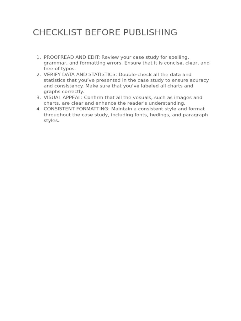 Checklist Before Publishing 786 | PDF