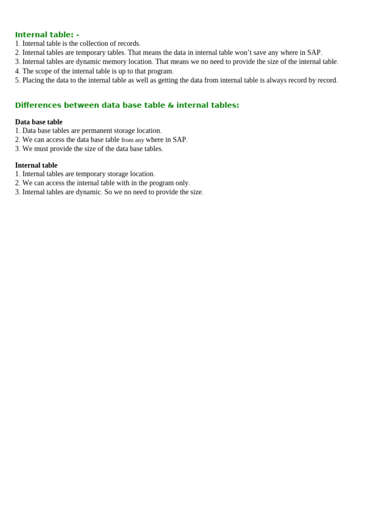 Internal Table | PDF