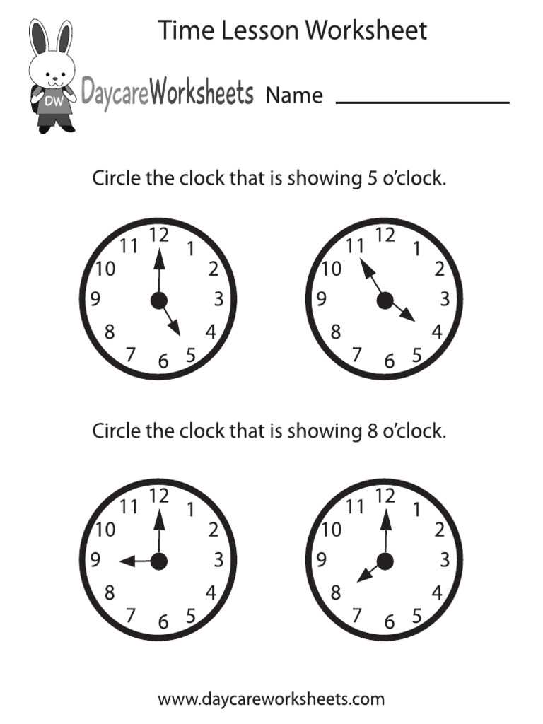 Time Lesson Worksheet | PDF