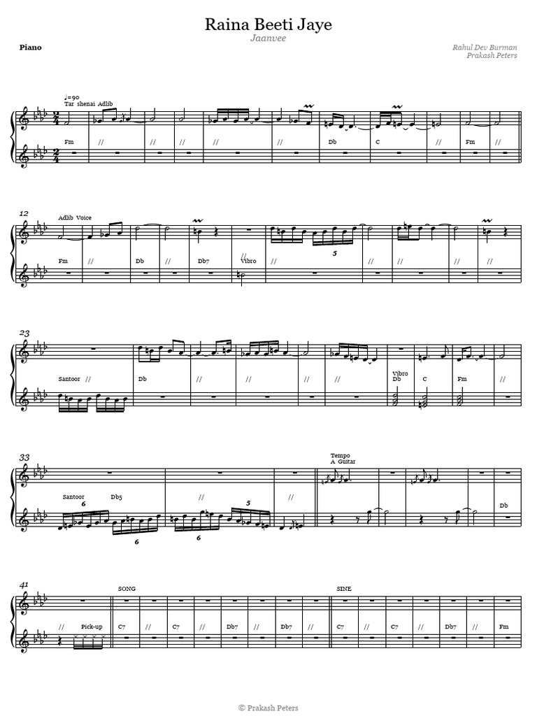 Raina Beeti Jaye Chords and Solos | PDF | Elements Of Music | Music Theory