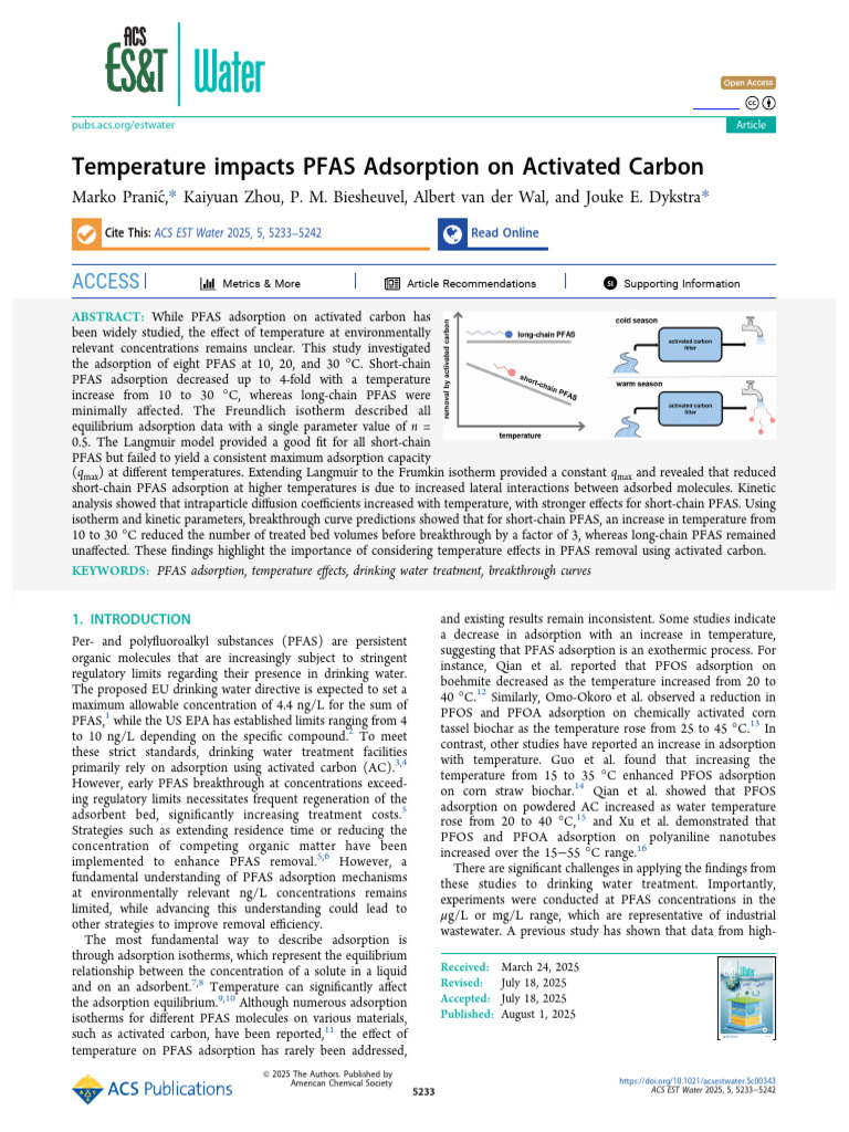 Temperatureimpacts PFASAdsorptionon Activated Carbon | PDF | Adsorption ...