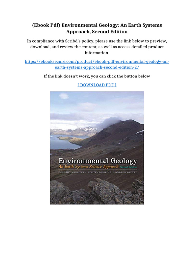 (Ebook PDF) Environmental Geology: An Earth Systems Approach, Second ...