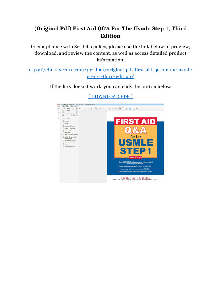 Original PDF) First Aid Q&A For The USMLE Step 1, Third Edition