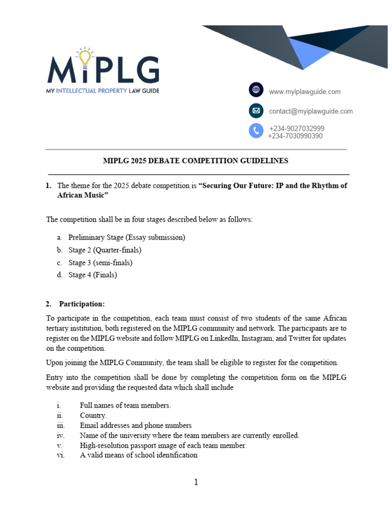 Miplg 2025 Debate Competition Guidelines | PDF