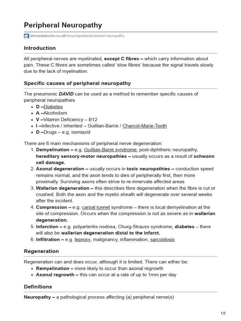 Almostadoctor - Co.uk Peripheral Neuropathy | PDF | Peripheral ...