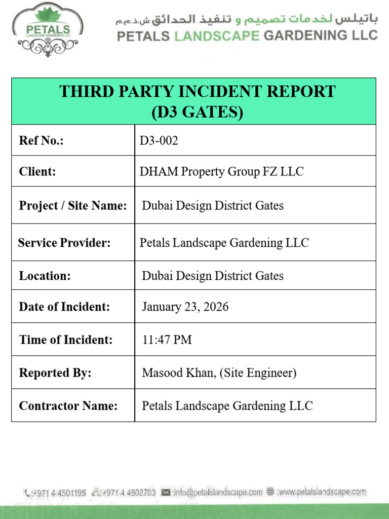 D-3, Third Party Incident Report (D3-002) | PDF