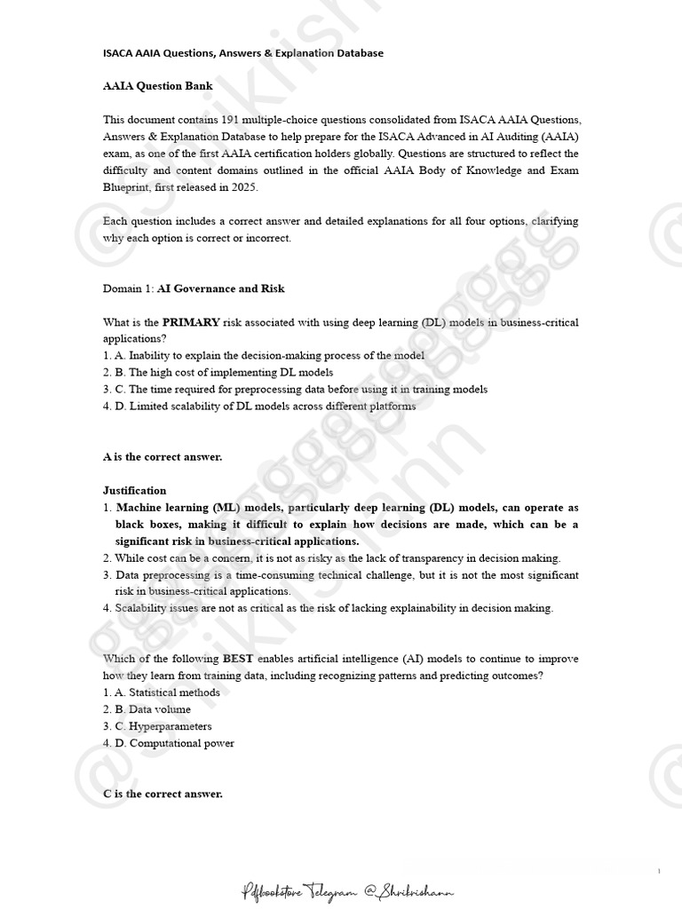 Isaca Aaia Qae Sample | PDF | Artificial Intelligence | Intelligence ...