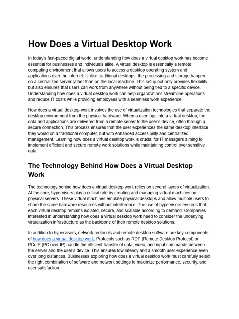 How Does A Virtual Desktop Work | PDF | Computer Security | Security