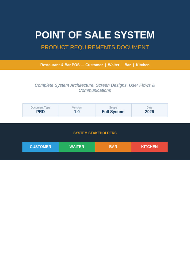 POS Requirements Document | PDF | Point Of Sale | Waiting Staff