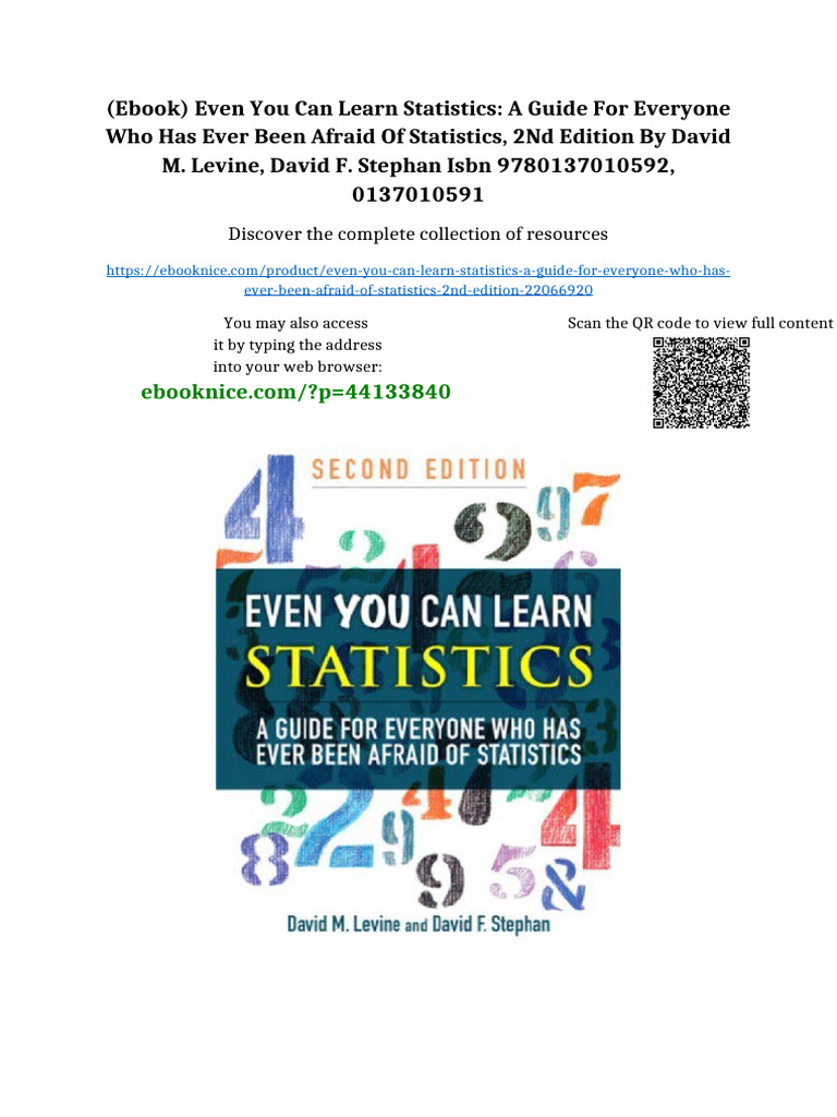 (Ebook) Even You Can Learn Statistics: A Guide For Everyone Who Has ...