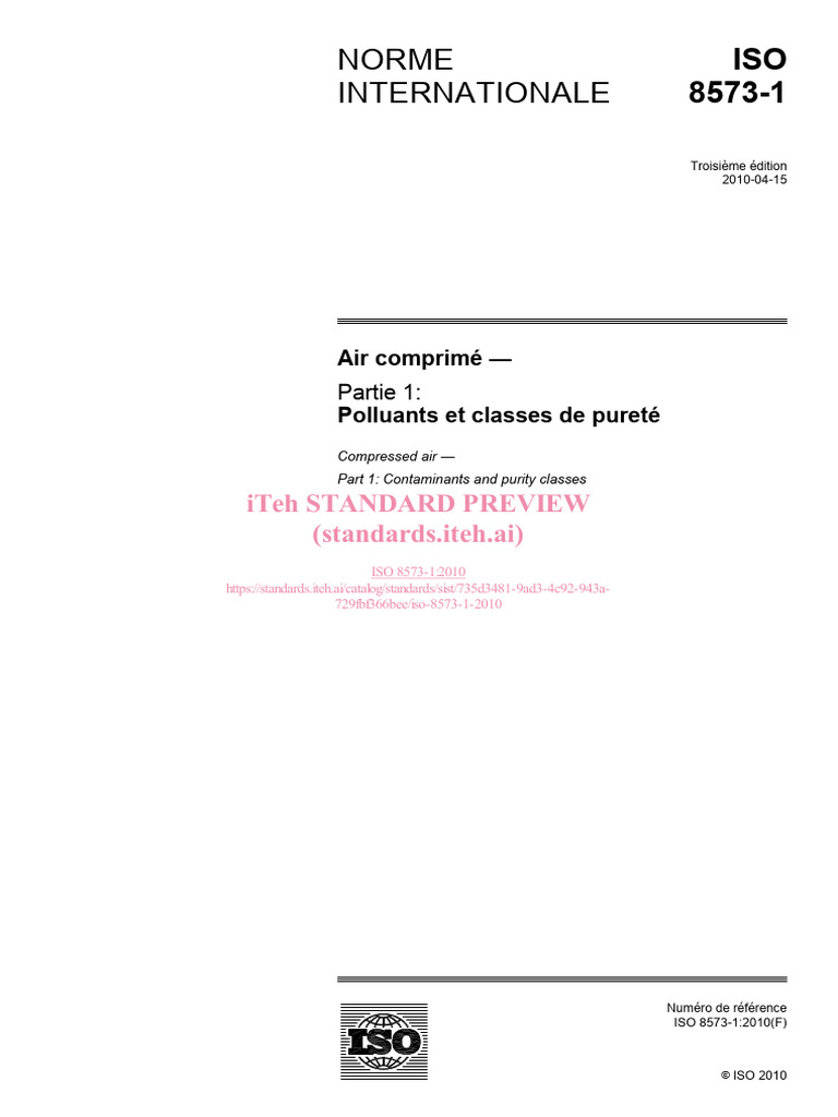 Iso 8573 1 2010 | PDF | Atmosphère de la Terre | Organisation ...