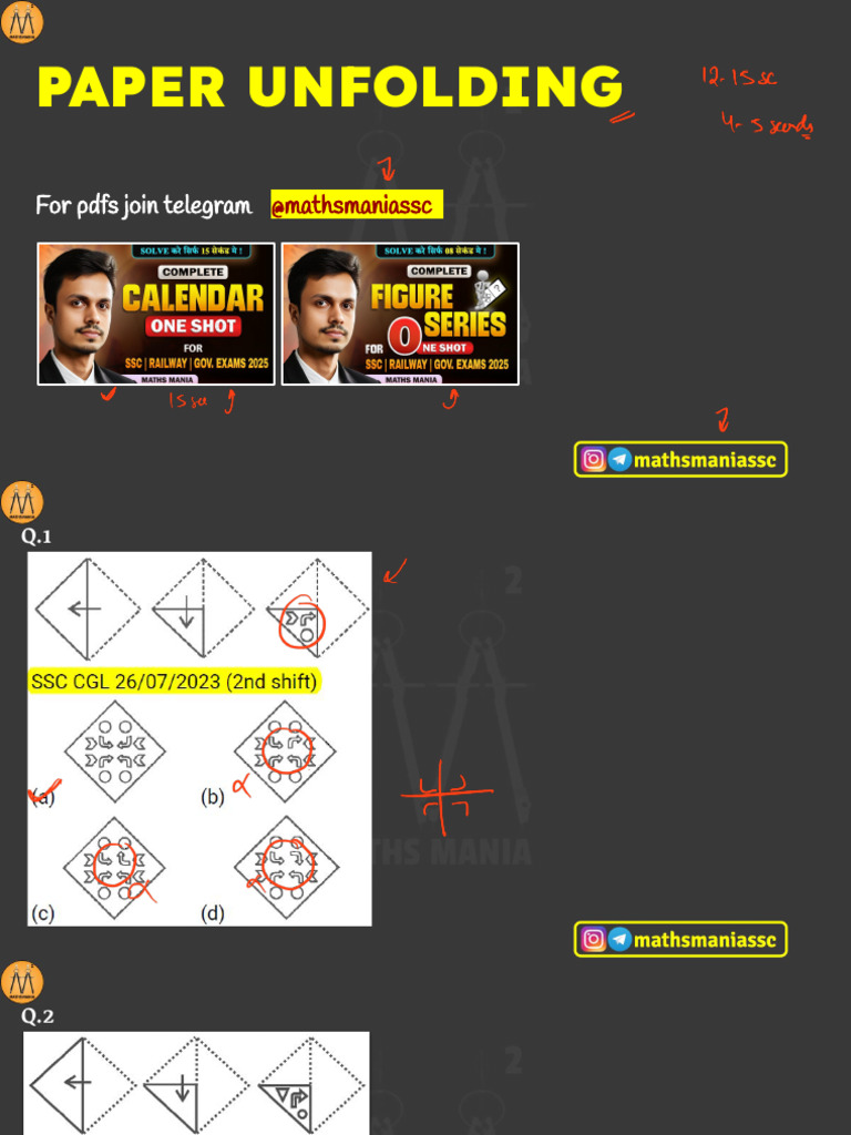Paper Unfolding Reasoning Notes by Maths Mania | PDF