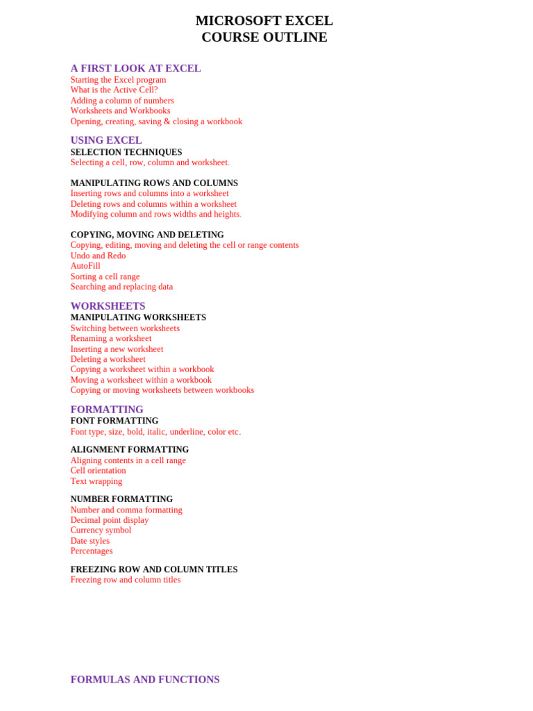 Excel Outline Latest | PDF | Spreadsheet | Microsoft Excel