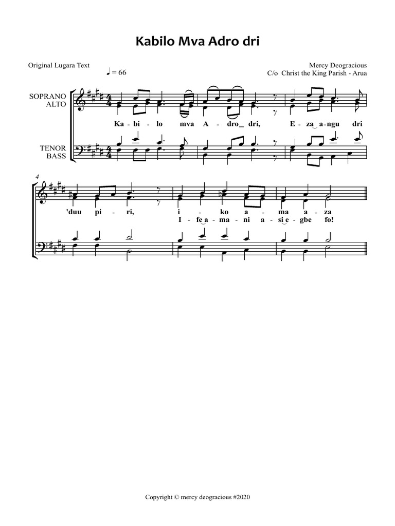 Kabilo Mva Adro Dri - Full Score | PDF