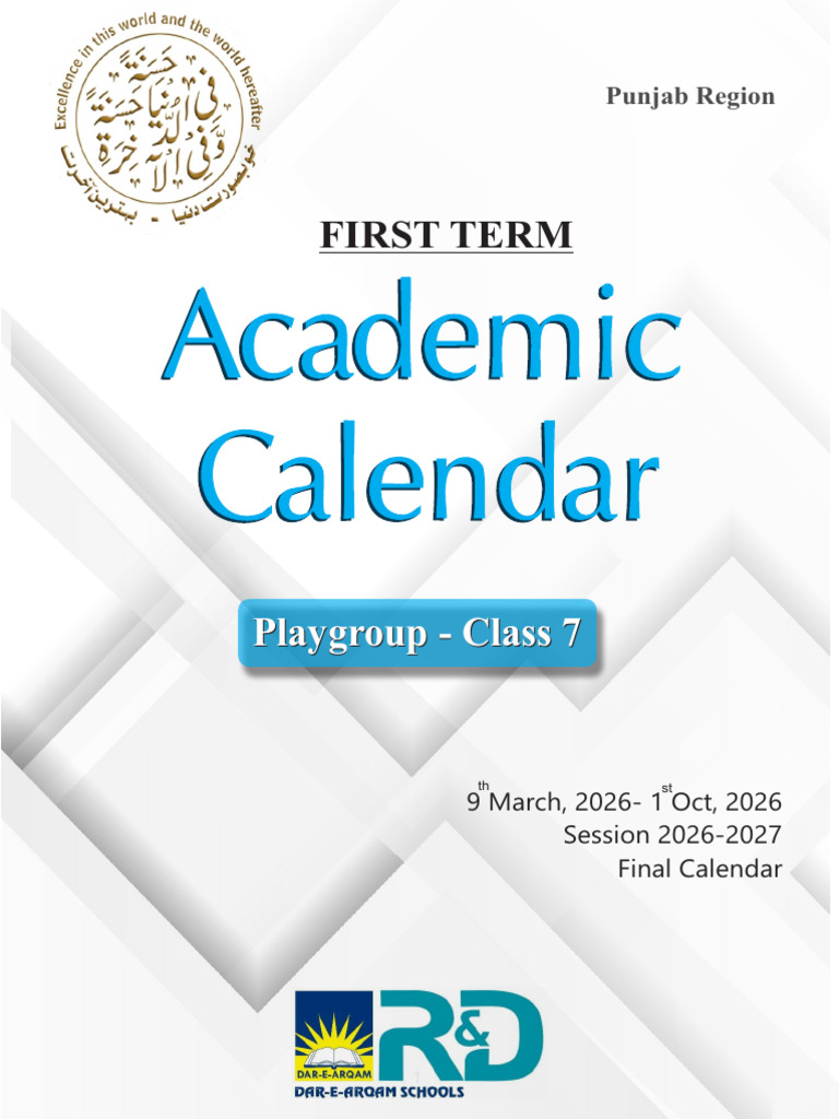 Final 1st Term Academic Calendar For The Punjab (Session 2026-2027) | PDF