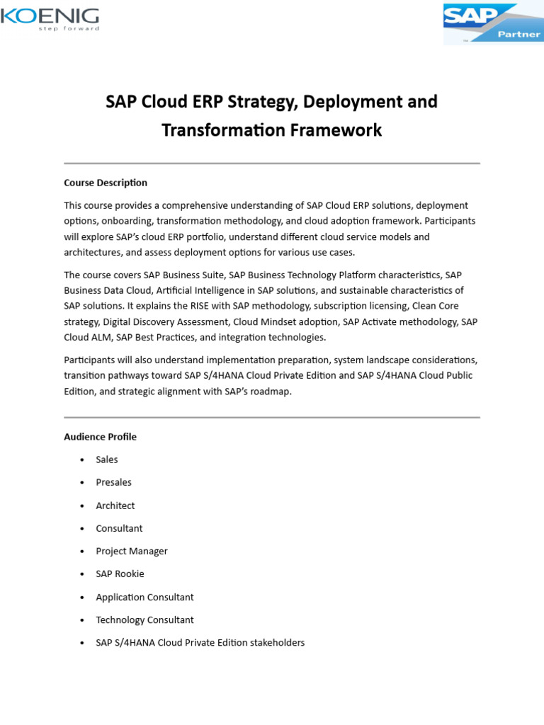 SAP Cloud ERP Strategy, Deployment and Transformation Framework | PDF ...