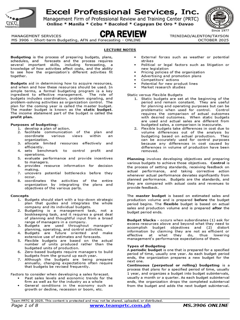 Short-Term Budgeting AFN and Forecasting | PDF | Balance Sheet | Budget