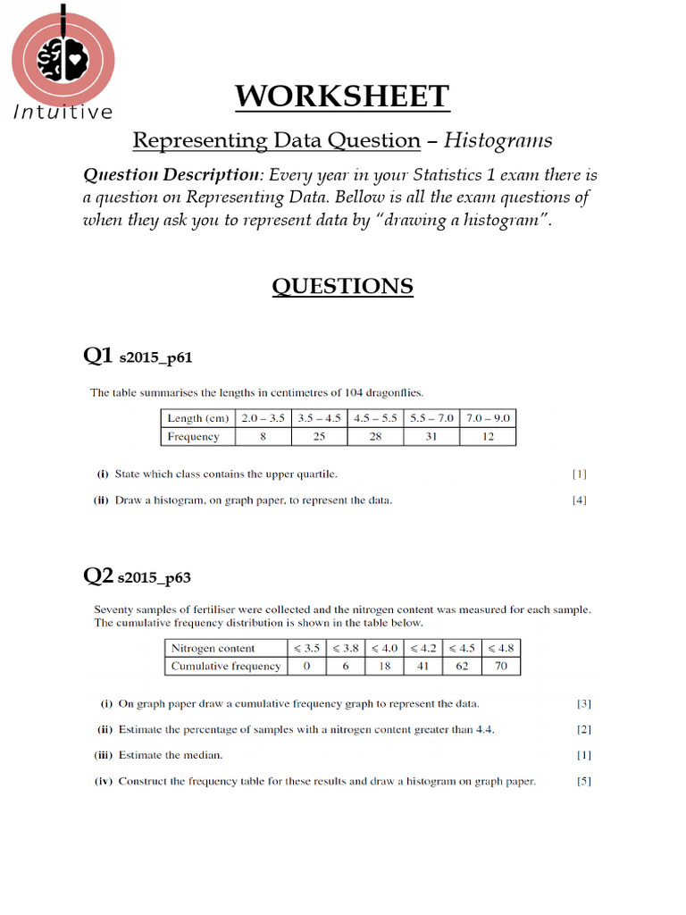 Representing Data Question - Histograms | PDF
