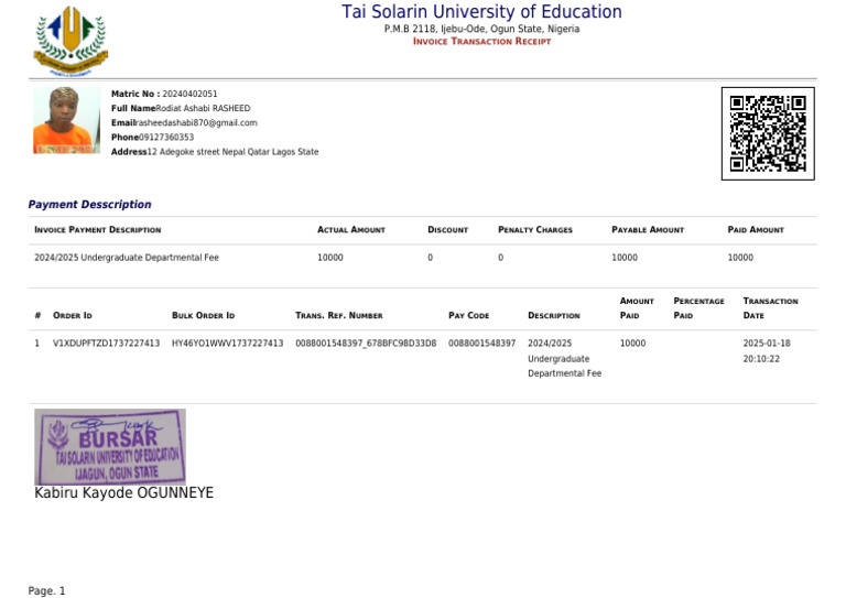 Invoice Transaction Receipt | PDF