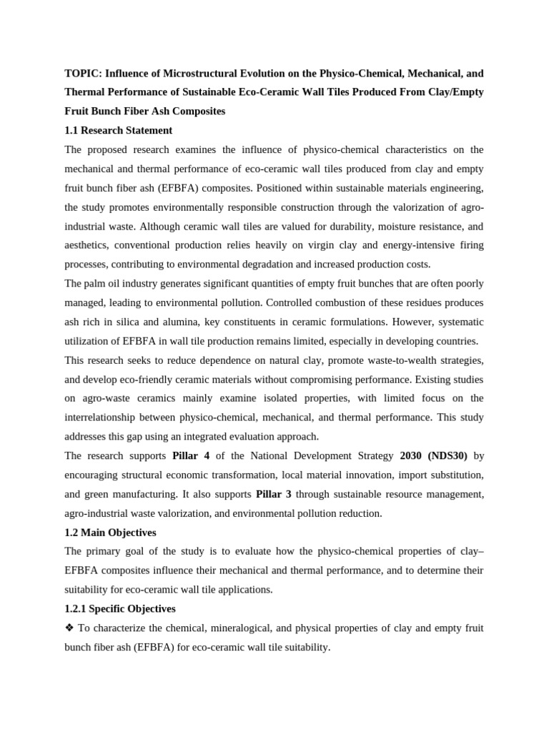 Obeni PHD Research Proposal | PDF | Ceramics | Sintering