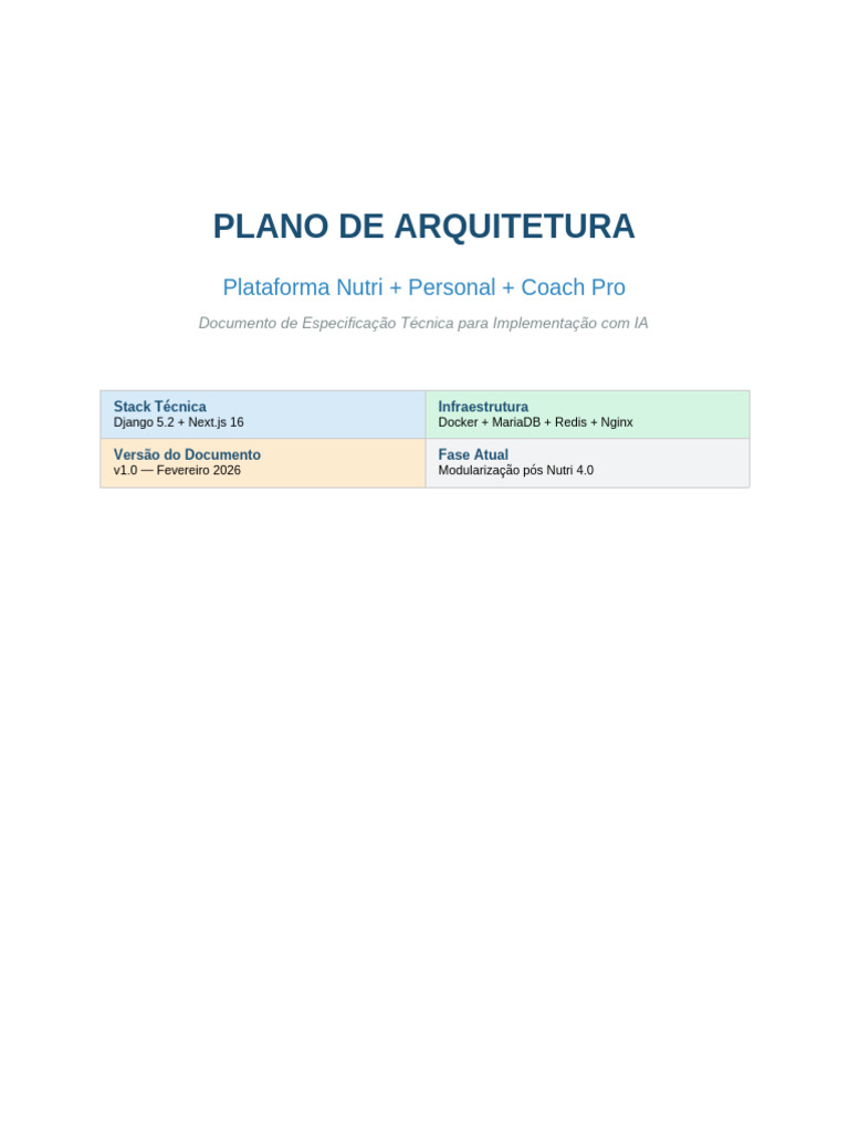 Plano Arquitetura Plataforma | PDF | Python (linguagem de programação ...