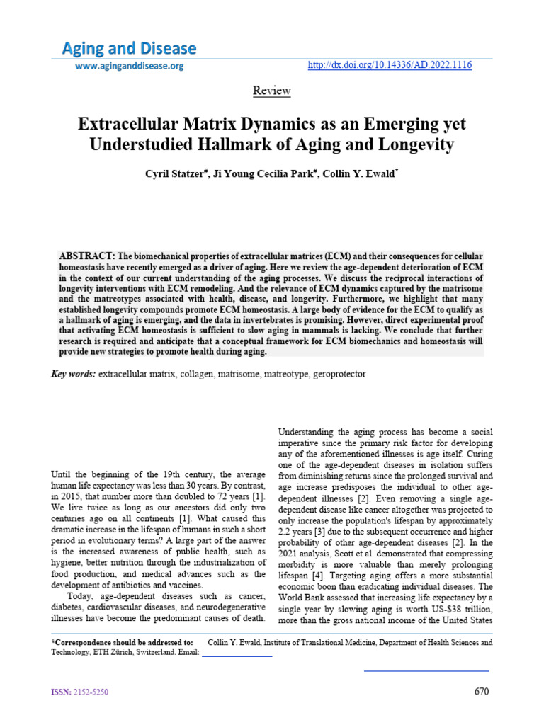 Extracellular Matrix Dynamics As An Emerging Yet Understudied Hallmark ...