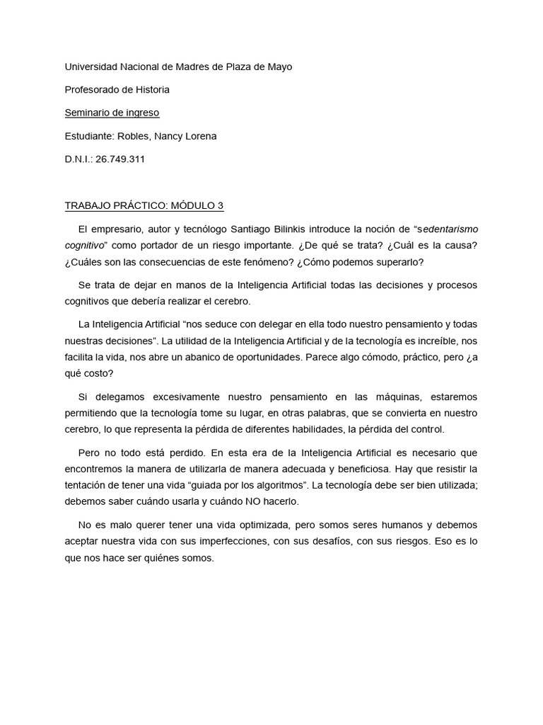 Trabajo Práctico Módulo 3 | PDF