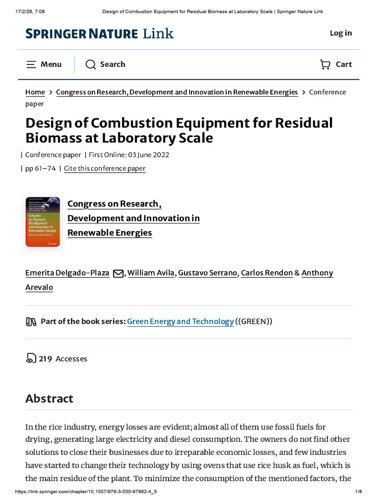 Design of Combustion Equipment For Residual Biomass at Laboratory Scale ...